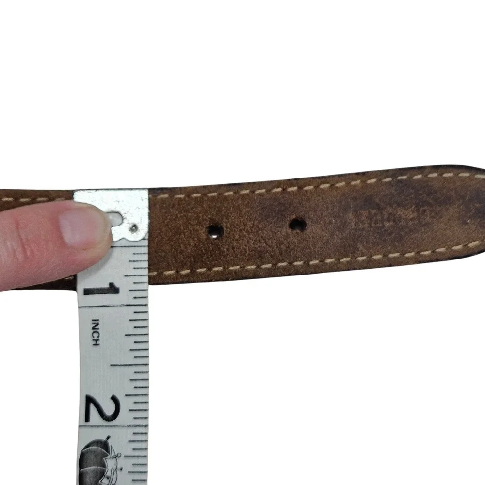 Solid Brass Braided Leather Belt Brown Woven Casual Mens Size 42 Business Casual